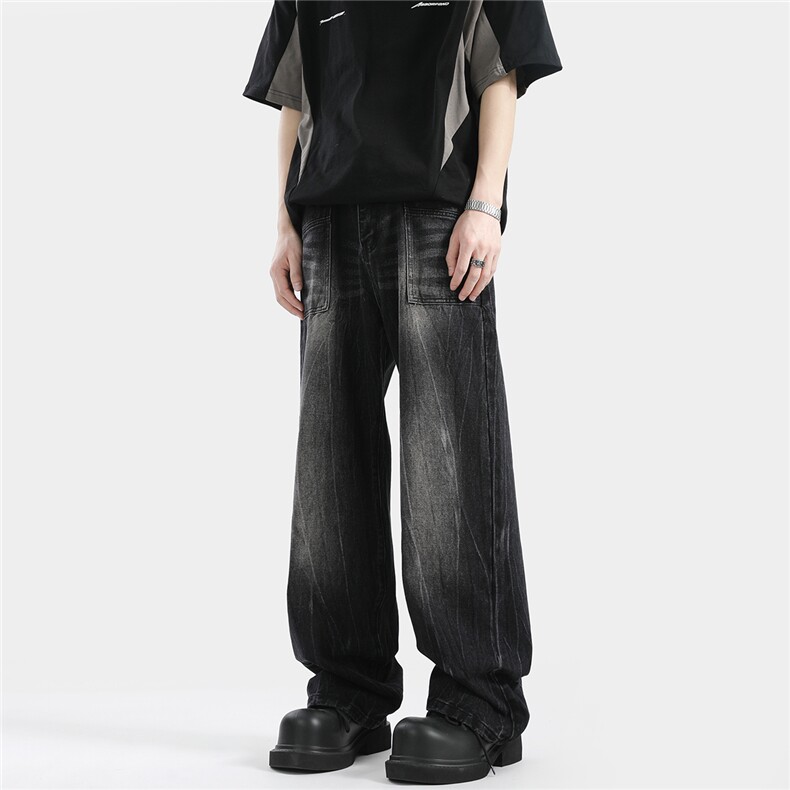 xz905-2-Z023#P65-（控98）扎花工艺高街美式水洗牛仔裤,男装牛仔裤,星座905-2
