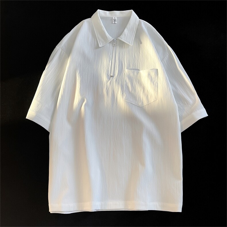 C6025/P35夏款港风平铺弹力短袖T恤男大码宽松t恤上衣polo衫衬衫,男装T恤,电商A141