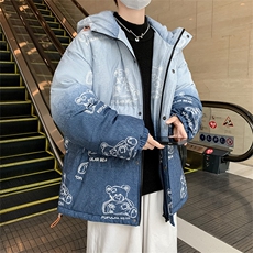 港风外景21冬新款卡通满印立领面包服棉衣外套G3007-P105控125，男装棉衣，星座914-3
