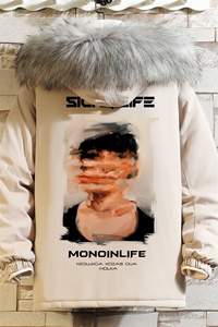 MM48213-P130 冬季大毛领衣男士大码加厚袄男服 砖墙图片