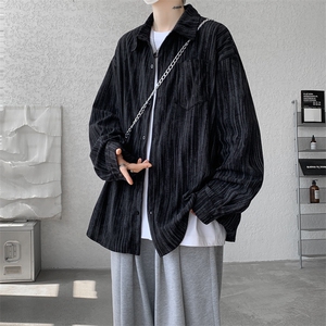 8XL-M灯芯绒长袖衬衫特大码痞帅扎染衬衣美式复古外套CS9002/P55图片