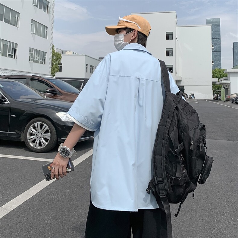 夏季薄款日系短袖衬衫男士韩版潮流休闲宽松衬衣CS065-P30,男装衬衫,星座308B-1