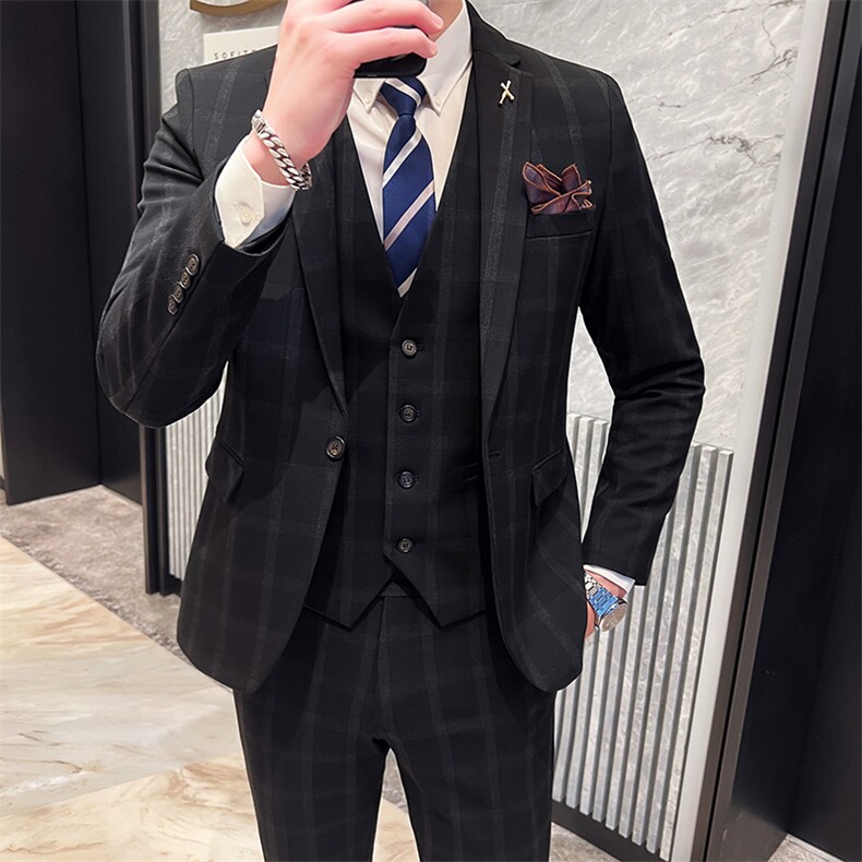 2025新款男士三件套装商务休闲西装2219-P220,男装西服套装,星座311B