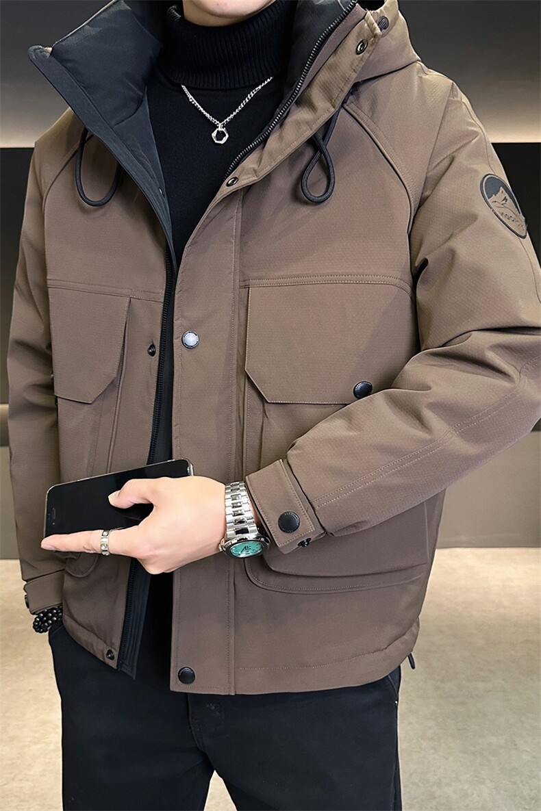 新标90白鸭绒2025年连帽时尚潮流保暖羽绒服男YR6059-P240,男装羽绒服,电商D240-242