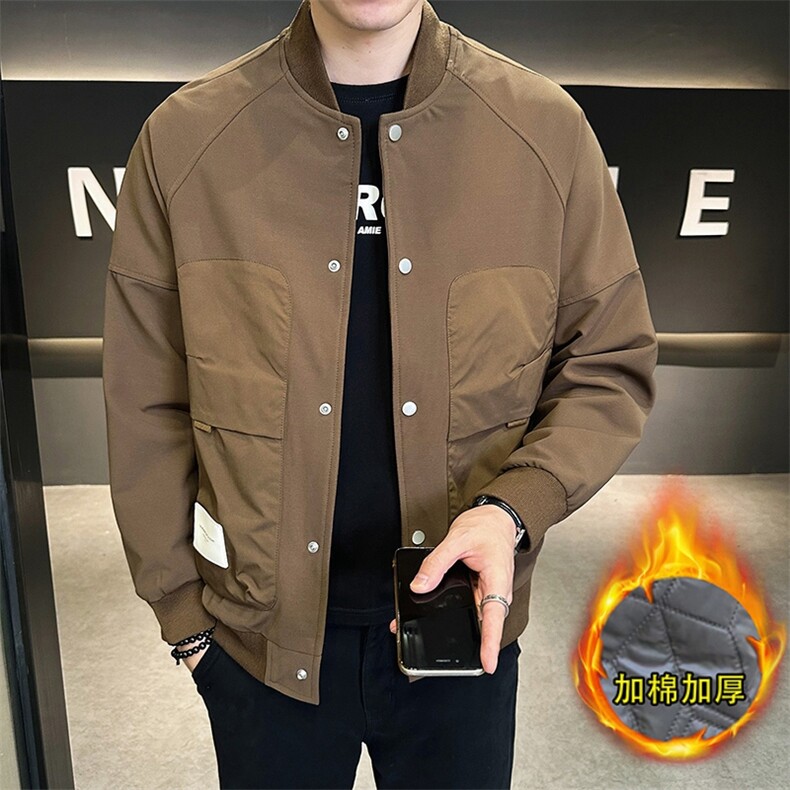WT9916加厚P100针织夹克拼料立体口袋休闲男士加棉外套,男装夹克,星座703-1