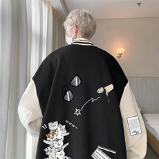 摇粒绒棒球服男大码开衫卫衣男夹克BF86115-P65，男装夹克，电商A040