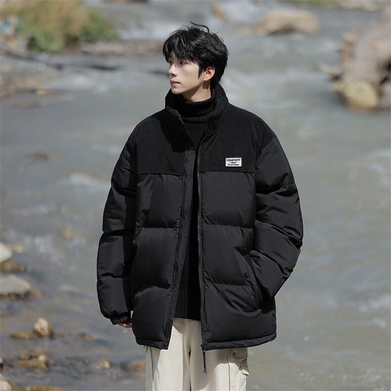 冬季青少年灯芯绒立领拼接外套休闲百搭面包服棉服5302-P78,男装棉衣,电商B306