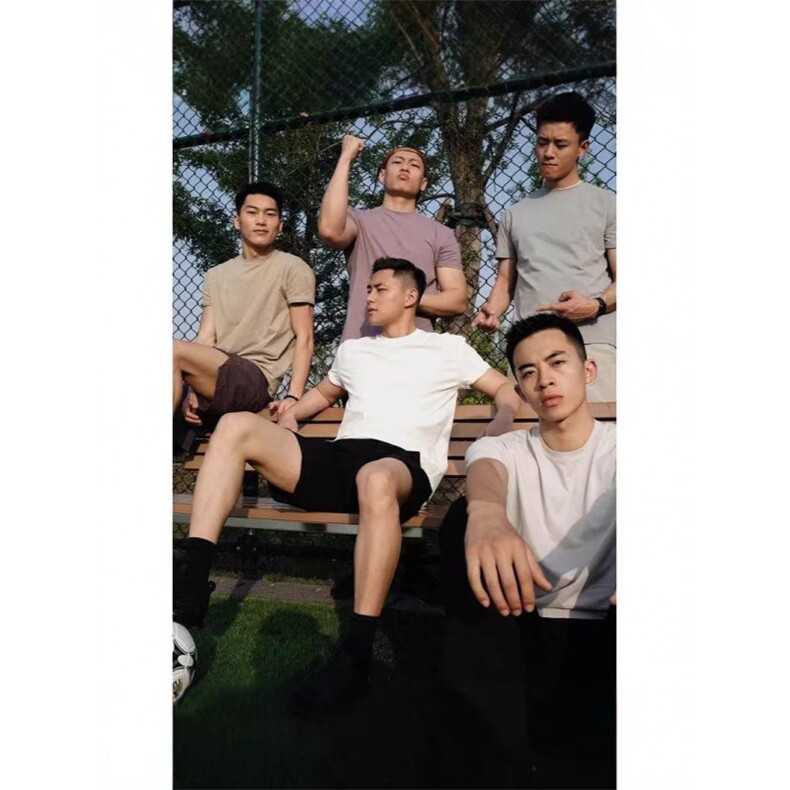 美式GTALT拼接弹力纤维短袖透气运动吸湿速干圆领T恤CU012P25特，男装T恤，电商D256A(原A064A)