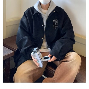 超好看外套男潮ins春秋帅气美式vintage麂皮绒刺绣夹克YJ05/P45图片