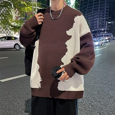 毛衣男2025秋冬新款宽松套头针织衫撞色慵懒风线衣外套MZ088-P43，男装针织衫/毛衣，星座412