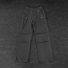 杏色褶皱伞兵工装裤男夏季美式潮牌阔腿伐木冲锋裤徒步登山长裤子，男装工装外套，星座1013-1