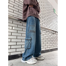 DXK8062-P60；美式复古多口袋牛仔裤男女秋冬季潮牌水洗工装裤，男装牛仔裤，星座603-2