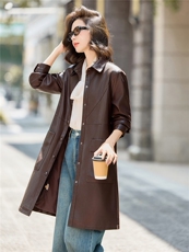 【秋季女装新款】大量现货中长款皮衣外套P-140，女装皮衣，简古