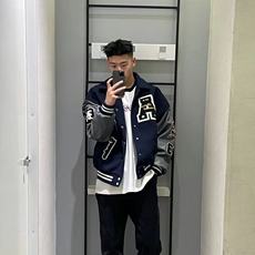 棒球服外套春秋2025新款美式宽松设计感百搭学院风刺绣夹克上衣，男装夹克，星座218-8