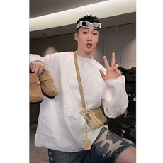 胖子高级感慵懒棉麻感长袖休闲宽松亚麻衬衣cs68-TP85，男装衬衫，电商A089-1