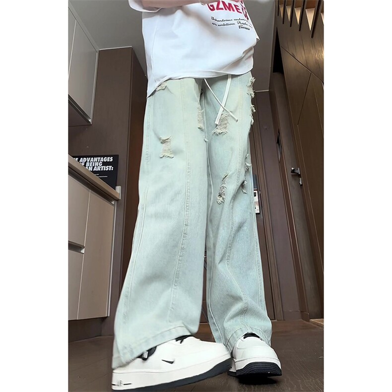 K2180～批55控78有货（自家图）夏季松紧抽绳破洞情侣牛仔裤子,男装牛仔裤,星座218-5