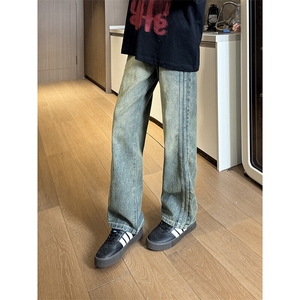 现货 自家图 高质量 复古蓝宽松直筒阔腿牛仔裤男 K5823-P50 控78图片