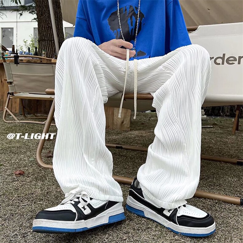 高级感裤子男夏季高街ins潮休闲裤小众直筒宽松垂感长裤MK232-p35图片