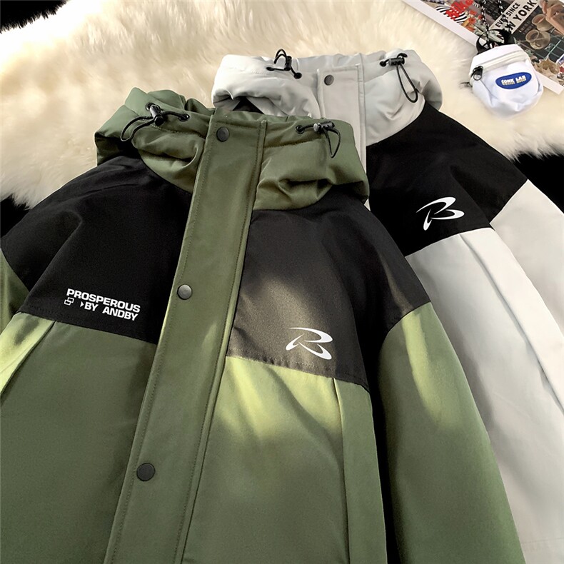 地毯新款字母印花时尚休闲拼色连帽棉服A247-MY85607特批95控158,男装棉衣,电商A247