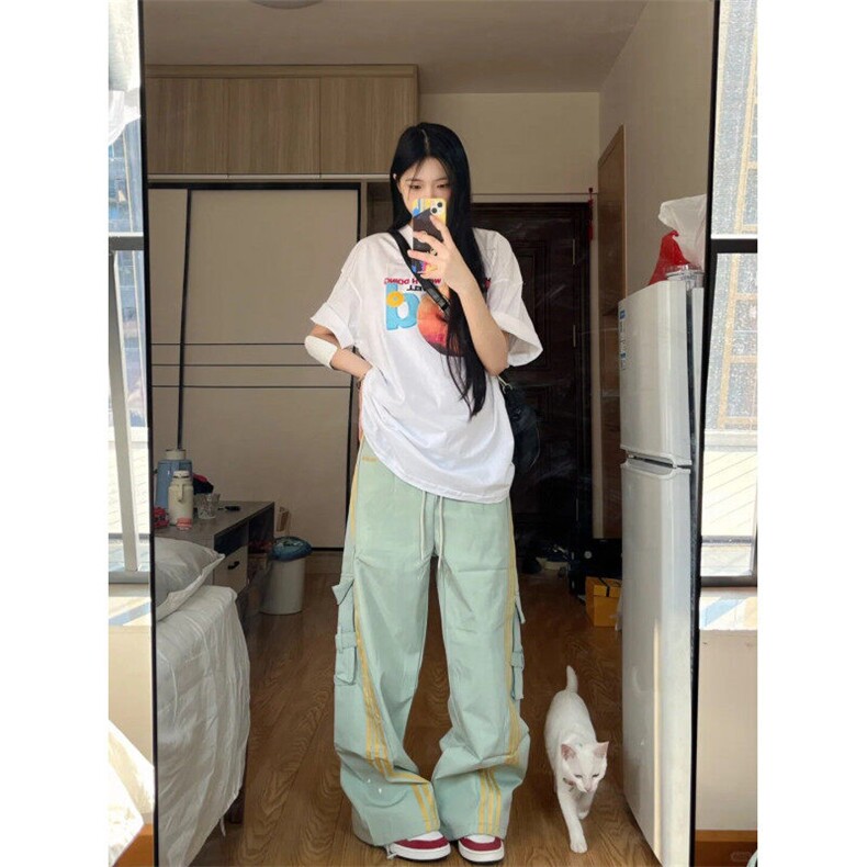 KZ02ZZ-特46美式复古条纹工装裤男夏季潮牌高街运动速干冲锋裤,男装休闲裤,星座1007（原301D）