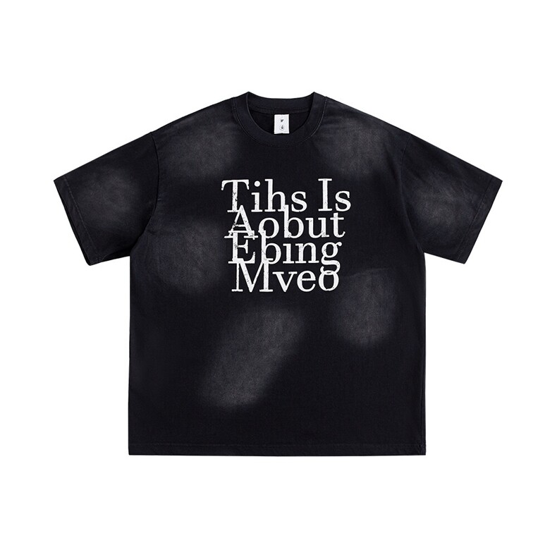 2025新款潮牌短袖宽松韩版字母印花扎染工艺T恤T9049/P5588，男装T恤，星座202-1