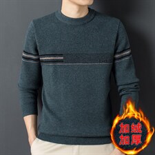 Z2629男士2023年秋冬新款长袖加绒圆领针织衫休闲打底衫P85，男装针织衫/毛衣，电商B360