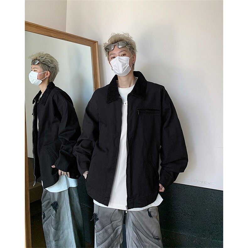 日系复古拼接领工装外套街头百搭cityboy学生夹克男女JK85466-p75，男装夹克，星座1008