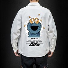 2021新日系马切达休闲大码男卡通印花宽松长袖衬衫C3206-P35，男装衬衫，电商A001