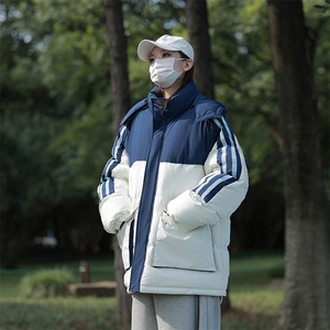 港风潮牌新款织拼色连帽服潮流保暖棉衣M085-P110控159图片