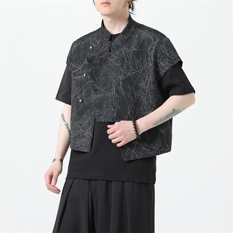 2025春季新款男装新中式短款马夹外搭风短袖马甲外套C88-P65,男装背心/马甲,电商B277(原6028)