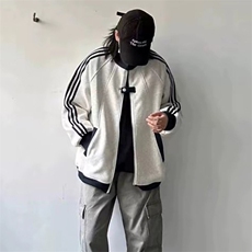 抖音得物品质秋冬美式高街重磅结构拼接织带翻领卫衣夹克外套W113，男装夹克，电商A486-1