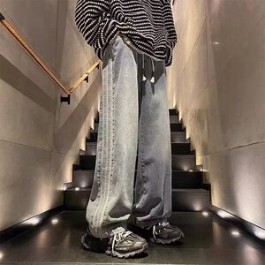 1506-1/K88131/P43美式复古牛仔裤男女直筒高街痞帅宽松秋冬裤子图片