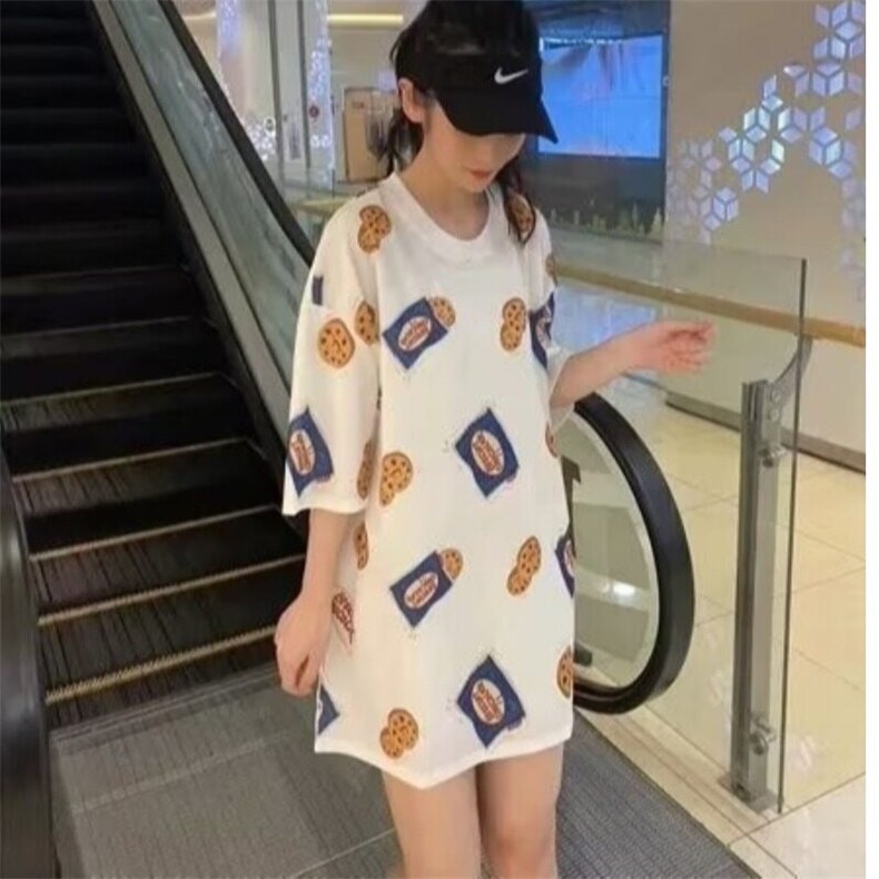 2025年新款韩版夏季宽松百搭慵懒风上衣设计感小众印花短袖T恤女,男装T恤,星座506A