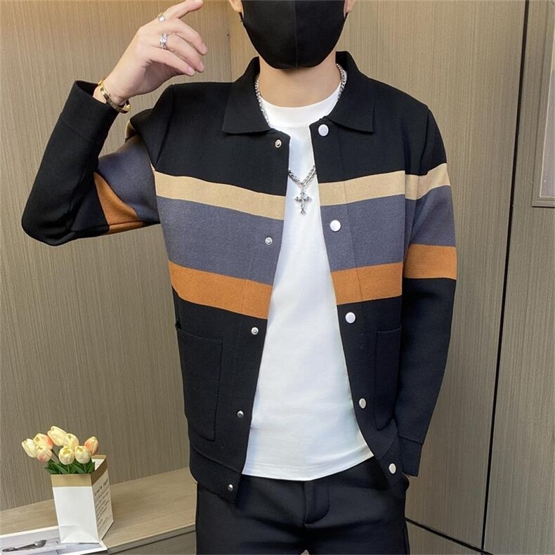 M3879-P75男士针织开衫毛衣外套春秋款潮牌休闲社会小伙痞帅韩版,男装针织衫/毛衣,电商D310B-1