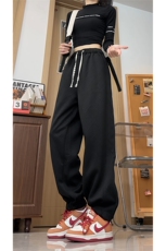 K6095/P45秋装新款日系模特拉链开叉休闲裤男女宽松大码束脚裤子，女装休闲裤，电商A141
