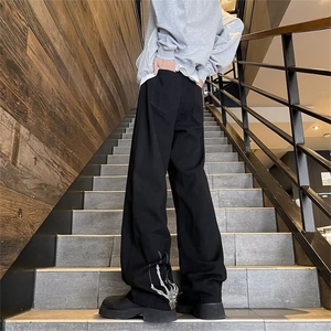美式高街骷髅手爪刺绣牛仔裤男款痞帅炸街磨破直筒微喇裤T1743