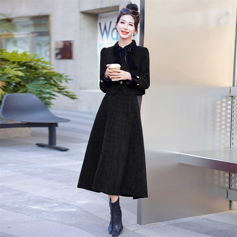 小香风秋冬羊毛呢气质高端两件套装敬酒服新娘回门服订婚礼服,女装套装/套裙,意芙