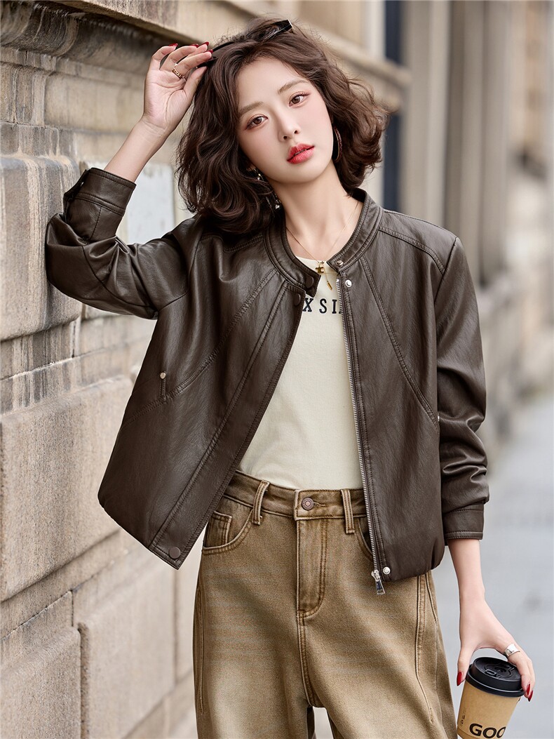 2026年春季新款现货时尚潮流皮衣外套机车服女装,女装皮衣,臻衣坊