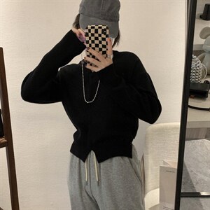 绑腰针织开衫图片