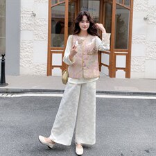 双面穿马甲十衬衣十阔腿裤三件套套裤2C267-117-P245-K365，女装套装/套裙，茵姿媚