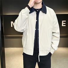 春季新款撞色拼接假两件翻领外套男休闲夹克JK02631-P80，男装夹克，星座308B-2