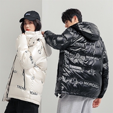 新款时尚潮牌亮面压花短款外套白鸭绒羽绒服无影墙情侣R9002P100，男装羽绒服，星座301D-5(原星座1415）
