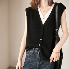 2025年夏季时尚潮流V领百搭纯色马甲，女装马甲，丽特绒