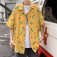 21年夏季短袖衬衫男宽松落肩港风西装领衬衫男DS-C407-CS308-P35，男装衬衫，电商C323-1
