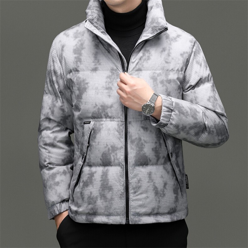 新款冬季短款85绒子白鸭绒仿旧羽绒服外套中年男装加厚羽绒服夹克,男装夹克,钱塘723