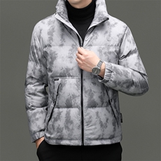 新款冬季短款85绒子白鸭绒仿旧羽绒服外套中年男装加厚羽绒服夹克，男装夹克，钱塘723
