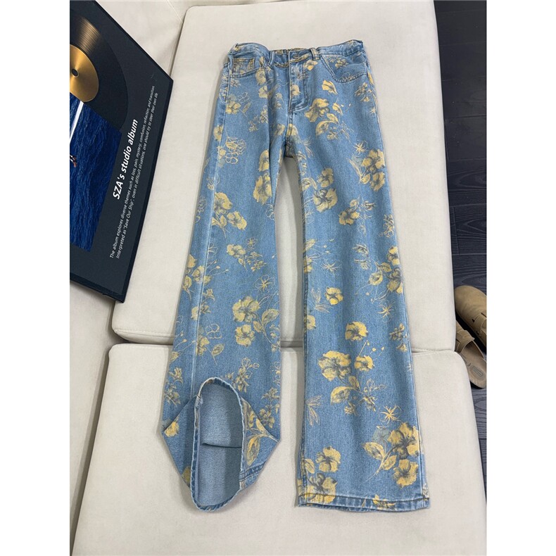 B221 美式ins高街暗黑绣花宽松直筒牛仔裤LK25578-特P45控78图片