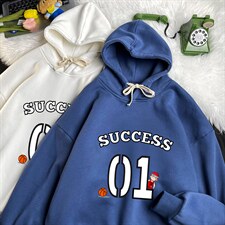 WY2205-P35加绒款-P40纯棉连帽卫衣男大码运动帽衫宽松薄，男装卫衣，电商A040