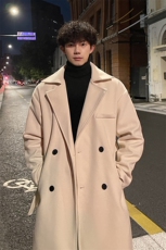 外景秋冬韩系宽松毛呢大衣男中长款风衣外套MN99995/P100加棉P110，男装风衣，电商B316