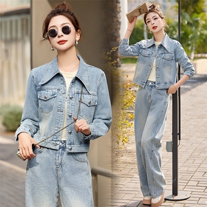欧货牛仔时尚套装女2025春装爆款一整套休闲洋气显瘦气质两件套潮图片